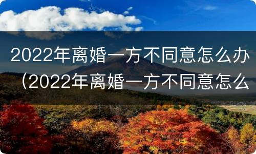2022年离婚一方不同意怎么办（2022年离婚一方不同意怎么办需要多久能离婚）