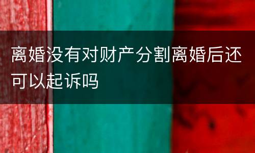 离婚没有对财产分割离婚后还可以起诉吗