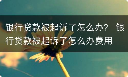 银行贷款被起诉了怎么办？ 银行贷款被起诉了怎么办费用