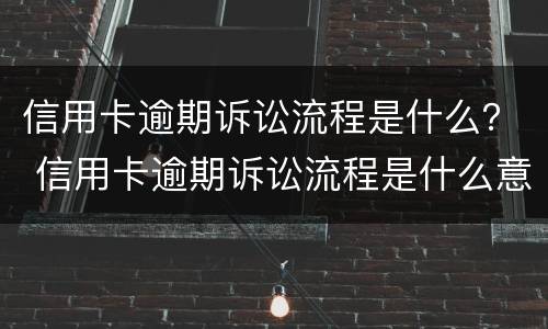信用卡逾期诉讼流程是什么？ 信用卡逾期诉讼流程是什么意思