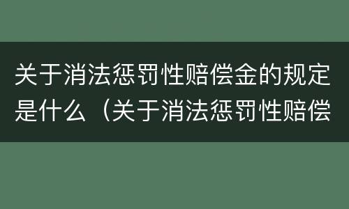 关于消法惩罚性赔偿金的规定是什么（关于消法惩罚性赔偿金的规定是什么呢）