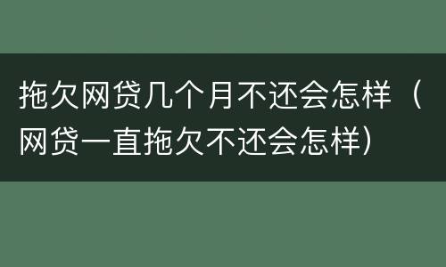 拖欠网贷几个月不还会怎样（网贷一直拖欠不还会怎样）