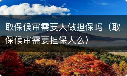 取保候审需要人做担保吗（取保候审需要担保人么）