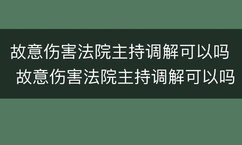 故意伤害法院主持调解可以吗 故意伤害法院主持调解可以吗