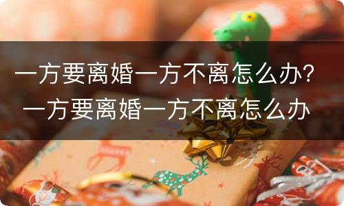 一方要离婚一方不离怎么办？ 一方要离婚一方不离怎么办