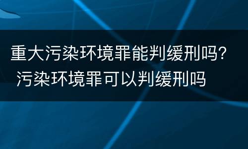 重大污染环境罪能判缓刑吗？ 污染环境罪可以判缓刑吗
