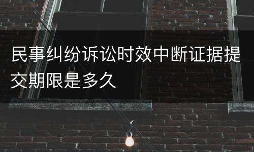 民事纠纷诉讼时效中断证据提交期限是多久