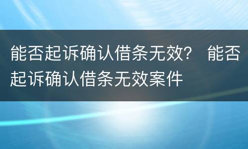 能否起诉确认借条无效？ 能否起诉确认借条无效案件
