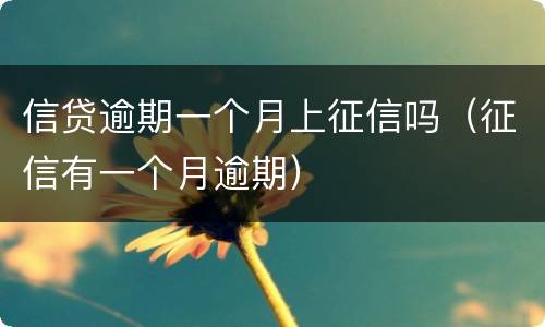 信贷逾期一个月上征信吗（征信有一个月逾期）