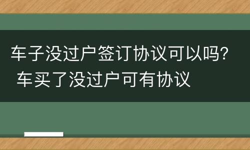 车子没过户签订协议可以吗？ 车买了没过户可有协议