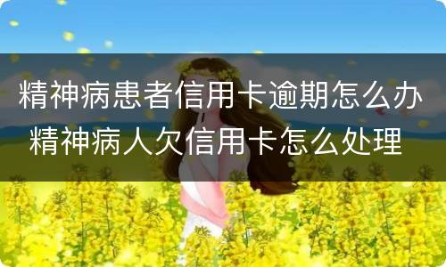 精神病患者信用卡逾期怎么办 精神病人欠信用卡怎么处理