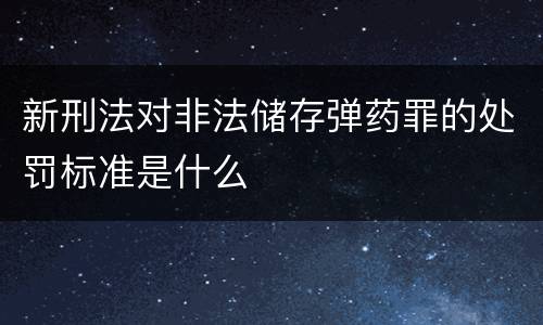 新刑法对非法储存弹药罪的处罚标准是什么