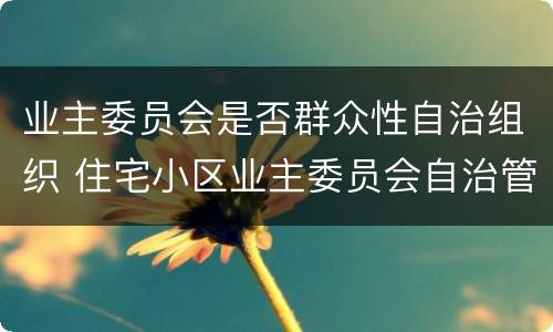 业主委员会是否群众性自治组织 住宅小区业主委员会自治管理小区可以吗
