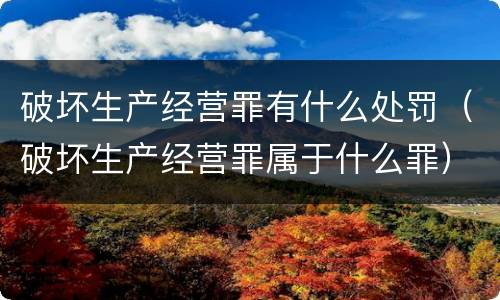 破坏生产经营罪有什么处罚（破坏生产经营罪属于什么罪）