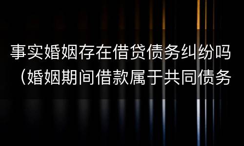 事实婚姻存在借贷债务纠纷吗（婚姻期间借款属于共同债务吗）