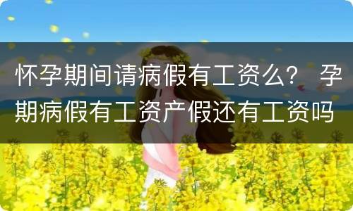 怀孕期间请病假有工资么？ 孕期病假有工资产假还有工资吗