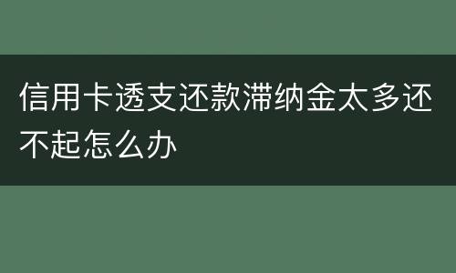 信用卡透支还款滞纳金太多还不起怎么办