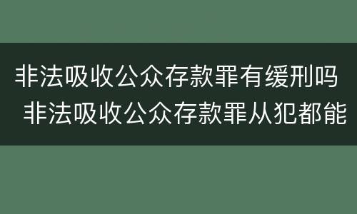 非法吸收公众存款罪有缓刑吗 非法吸收公众存款罪从犯都能判缓吗