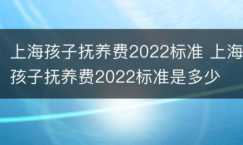 上海孩子抚养费2022标准 上海孩子抚养费2022标准是多少