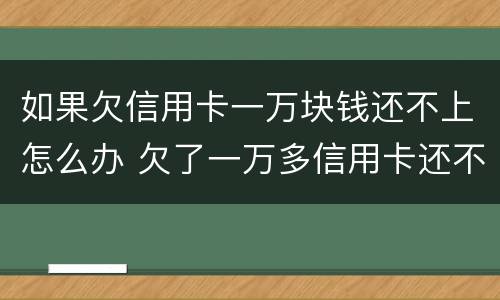 如果欠信用卡一万块钱还不上怎么办 欠了一万多信用卡还不上怎么办