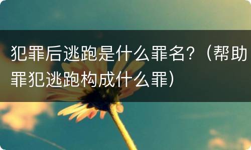犯罪后逃跑是什么罪名?（帮助罪犯逃跑构成什么罪）