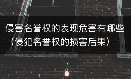 侵害名誉权的表现危害有哪些（侵犯名誉权的损害后果）