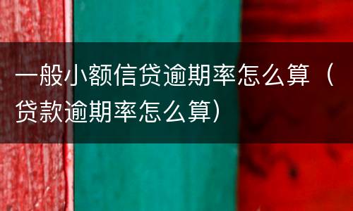 一般小额信贷逾期率怎么算（贷款逾期率怎么算）