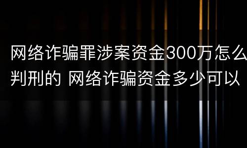 网络诈骗罪涉案资金300万怎么判刑的 网络诈骗资金多少可以立案