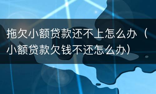 拖欠小额贷款还不上怎么办（小额贷款欠钱不还怎么办）