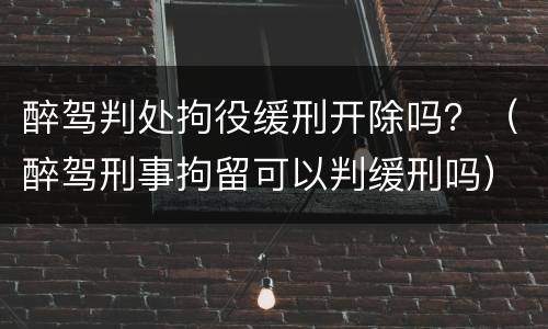 醉驾判处拘役缓刑开除吗？（醉驾刑事拘留可以判缓刑吗）