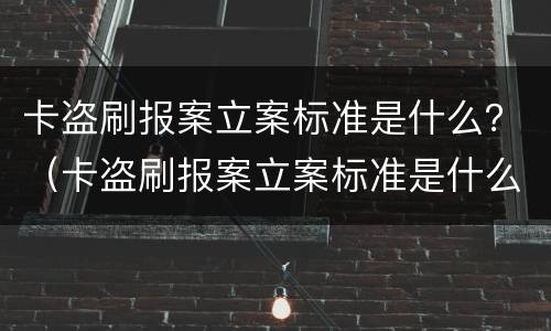 卡盗刷报案立案标准是什么？（卡盗刷报案立案标准是什么样的）