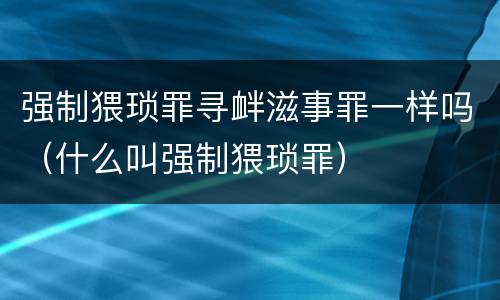 强制猥琐罪寻衅滋事罪一样吗（什么叫强制猥琐罪）