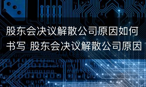 股东会决议解散公司原因如何书写 股东会决议解散公司原因如何书写申请