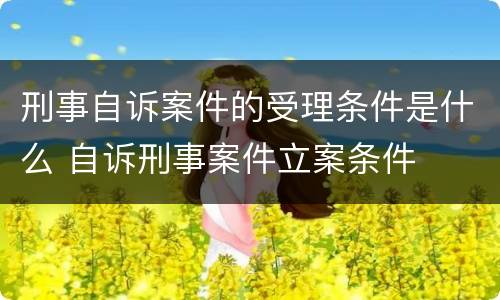 刑事自诉案件的受理条件是什么 自诉刑事案件立案条件