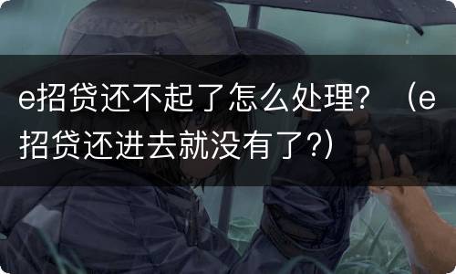 e招贷还不起了怎么处理？（e招贷还进去就没有了?）