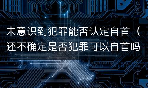 未意识到犯罪能否认定自首（还不确定是否犯罪可以自首吗）