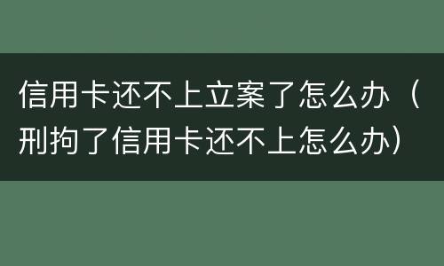 信用卡还不上立案了怎么办（刑拘了信用卡还不上怎么办）