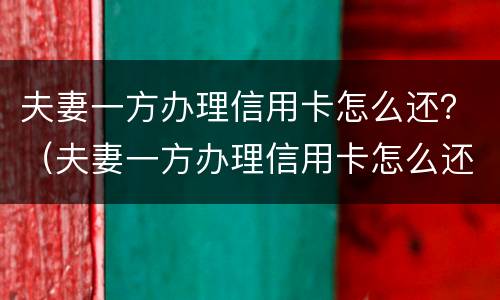夫妻一方办理信用卡怎么还？（夫妻一方办理信用卡怎么还贷款）