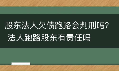 股东法人欠债跑路会判刑吗？ 法人跑路股东有责任吗