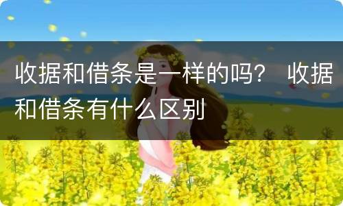 收据和借条是一样的吗？ 收据和借条有什么区别