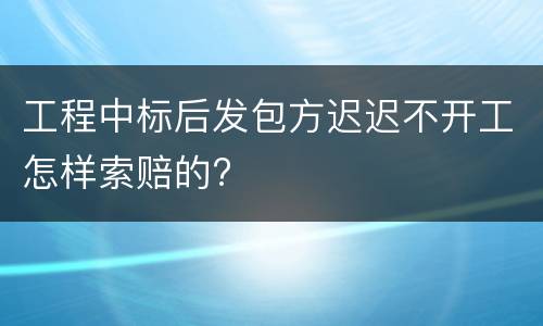 工程中标后发包方迟迟不开工怎样索赔的?