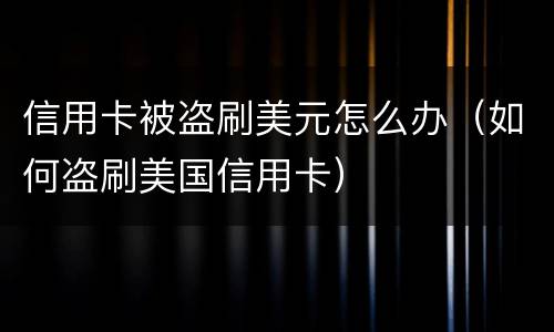 信用卡被盗刷美元怎么办（如何盗刷美国信用卡）