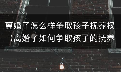 离婚了怎么样争取孩子抚养权（离婚了如何争取孩子的抚养权）