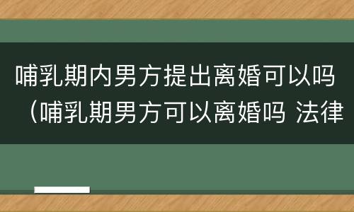 哺乳期内男方提出离婚可以吗（哺乳期男方可以离婚吗 法律允许吗）