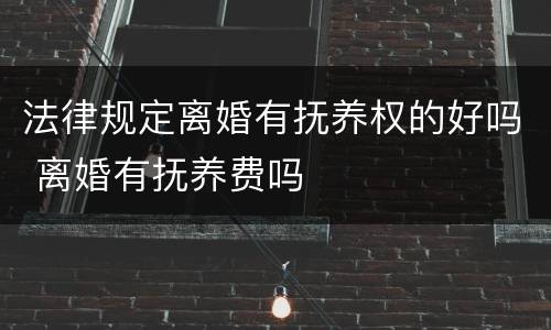 法律规定离婚有抚养权的好吗 离婚有抚养费吗