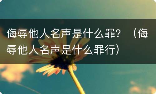侮辱他人名声是什么罪？（侮辱他人名声是什么罪行）