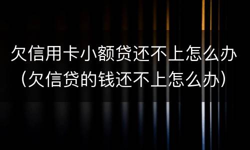 欠信用卡小额贷还不上怎么办（欠信贷的钱还不上怎么办）