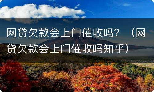 网贷欠款会上门催收吗？（网贷欠款会上门催收吗知乎）