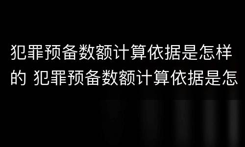 犯罪预备数额计算依据是怎样的 犯罪预备数额计算依据是怎样的规定