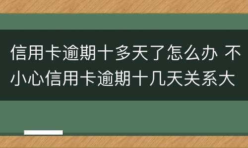 信用卡逾期十多天了怎么办 不小心信用卡逾期十几天关系大吗